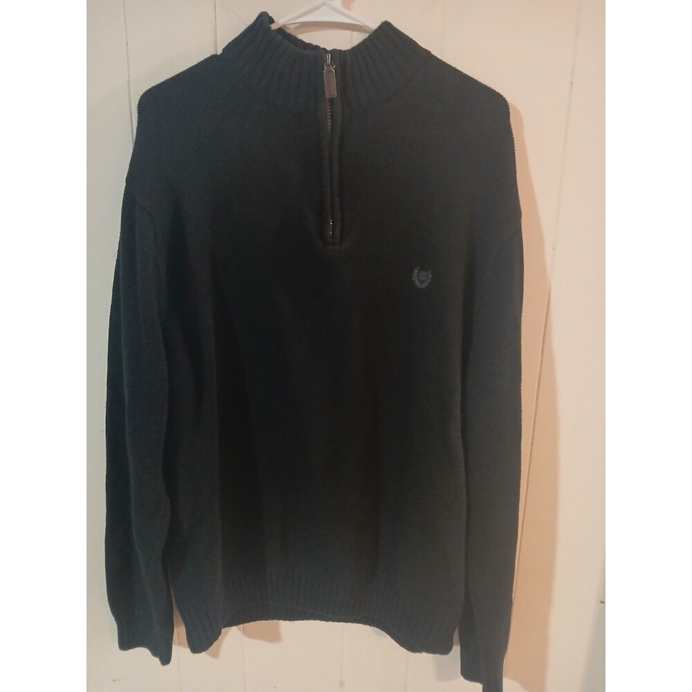Chaps Mens Sweater Navy Size XXL Quarter Zip Mock Neck Pullover 100% Cotton